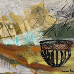 Halskov Vænge. Traktbægerkulturen.
Olie på lærred, 40 x 50 cm. PRIS: DKK 4.000