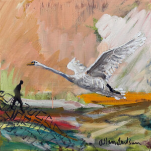 Svane III. (When the Levee Breaks)
Olie på lærred. (40 x 40 cm). PRIS: DKK 4.000