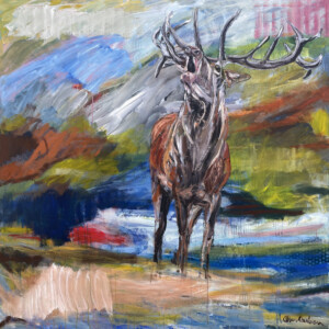 Kronhjort.
Acryl på lærred. (170 x 170 cm). PRIS: DKK 29.000